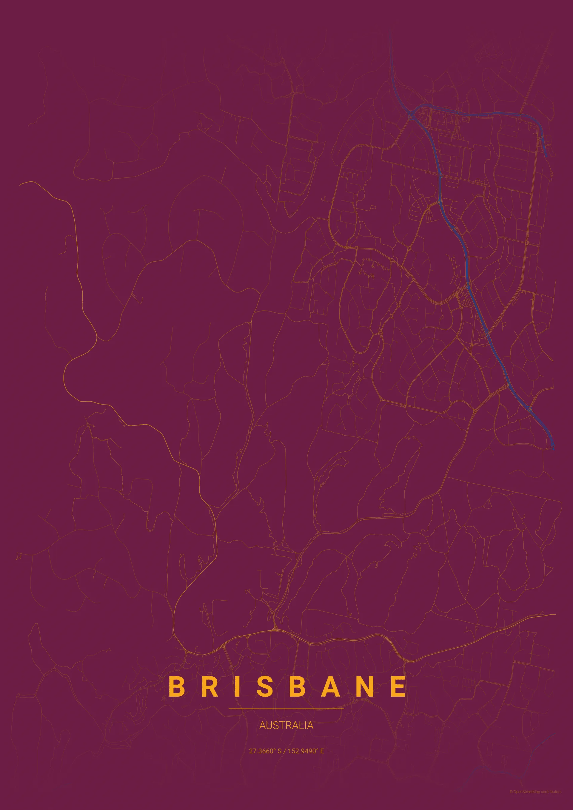Brisbane Lions AFL stylized map poster wall art