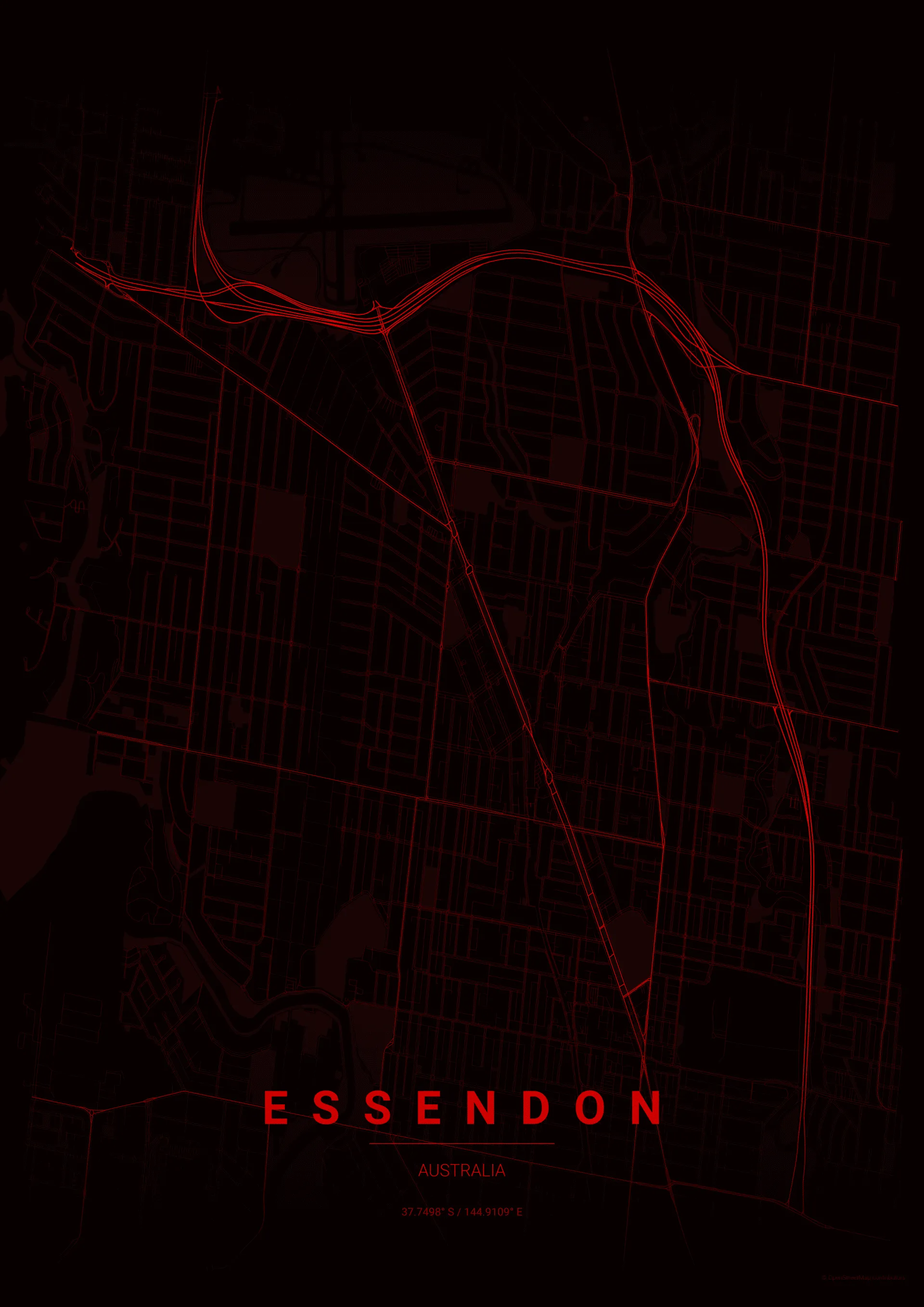 Essendon Bombers AFL stylized map poster wall art