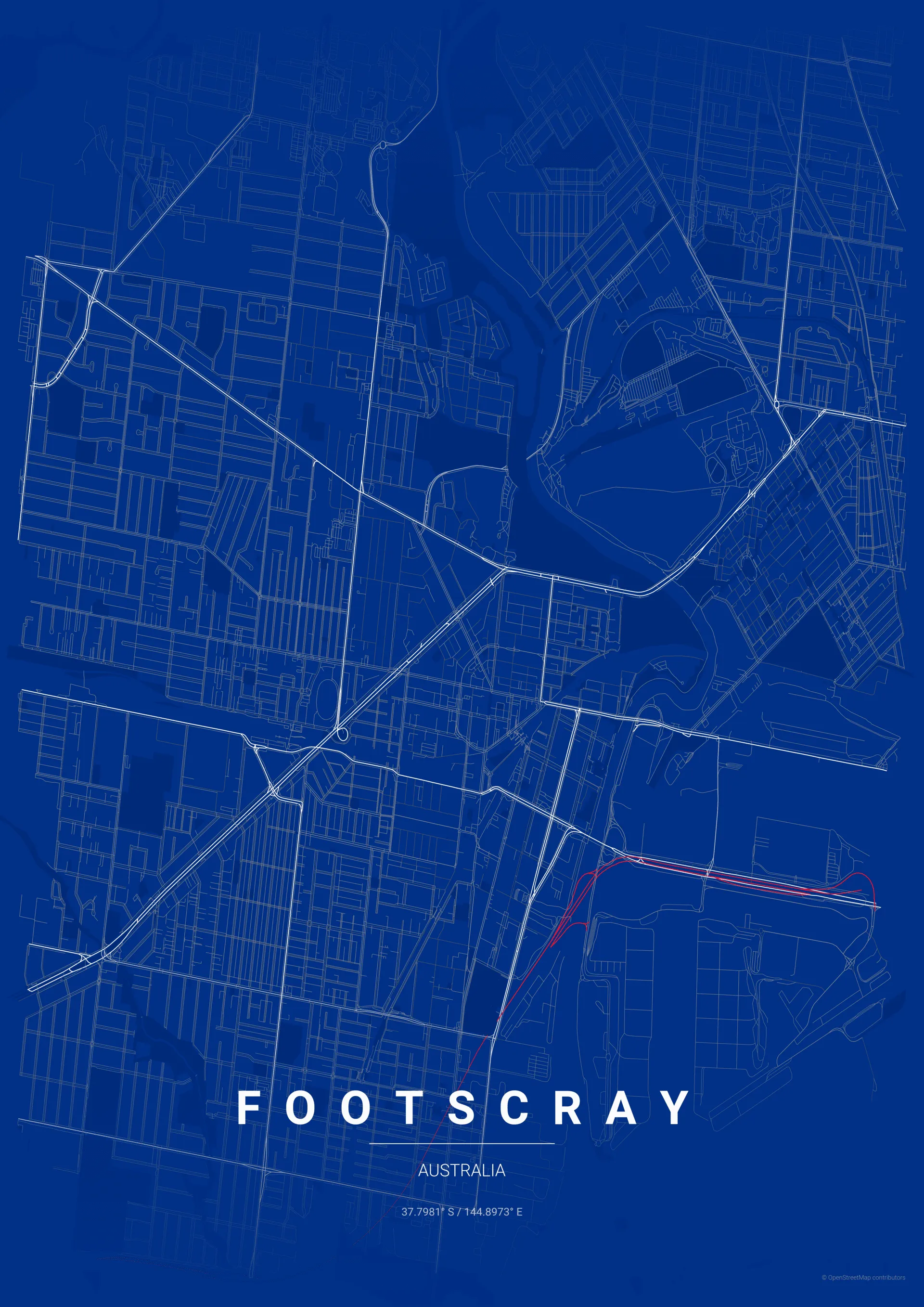 Western Bulldogs AFL stylized map poster wall art