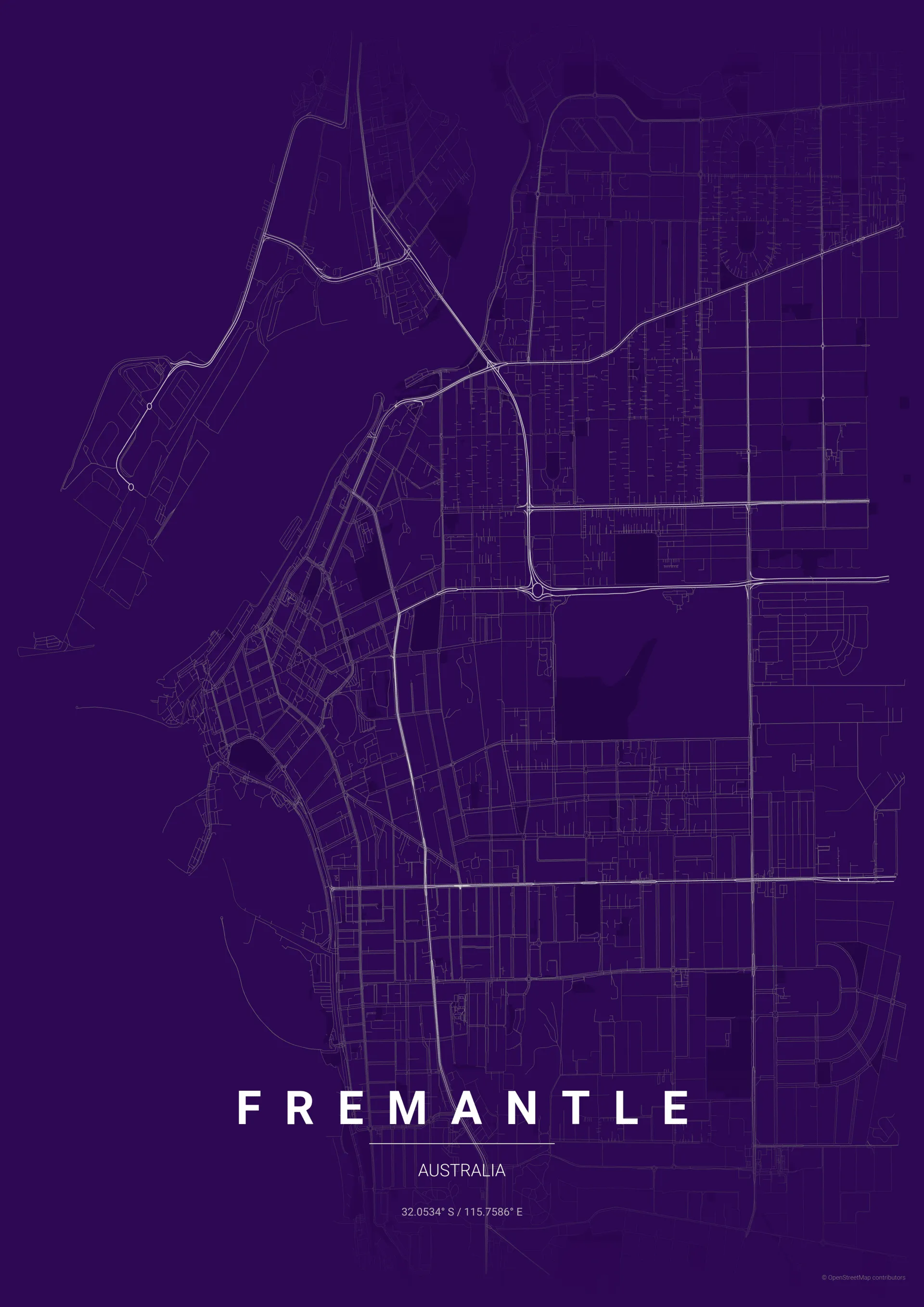 Fremantle Dockers AFL stylized map poster wall art