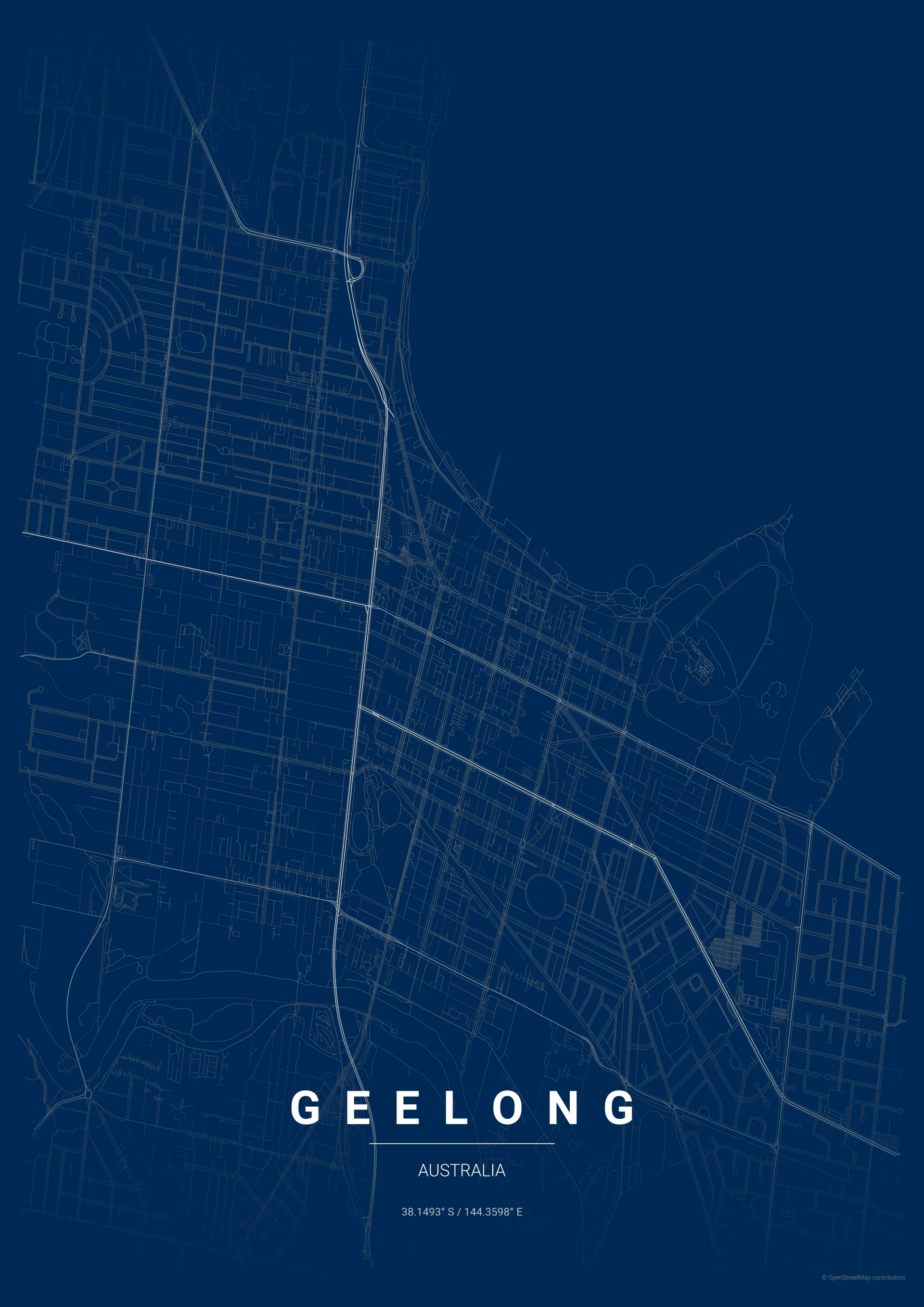 Geelong Cats AFL stylized map poster wall art