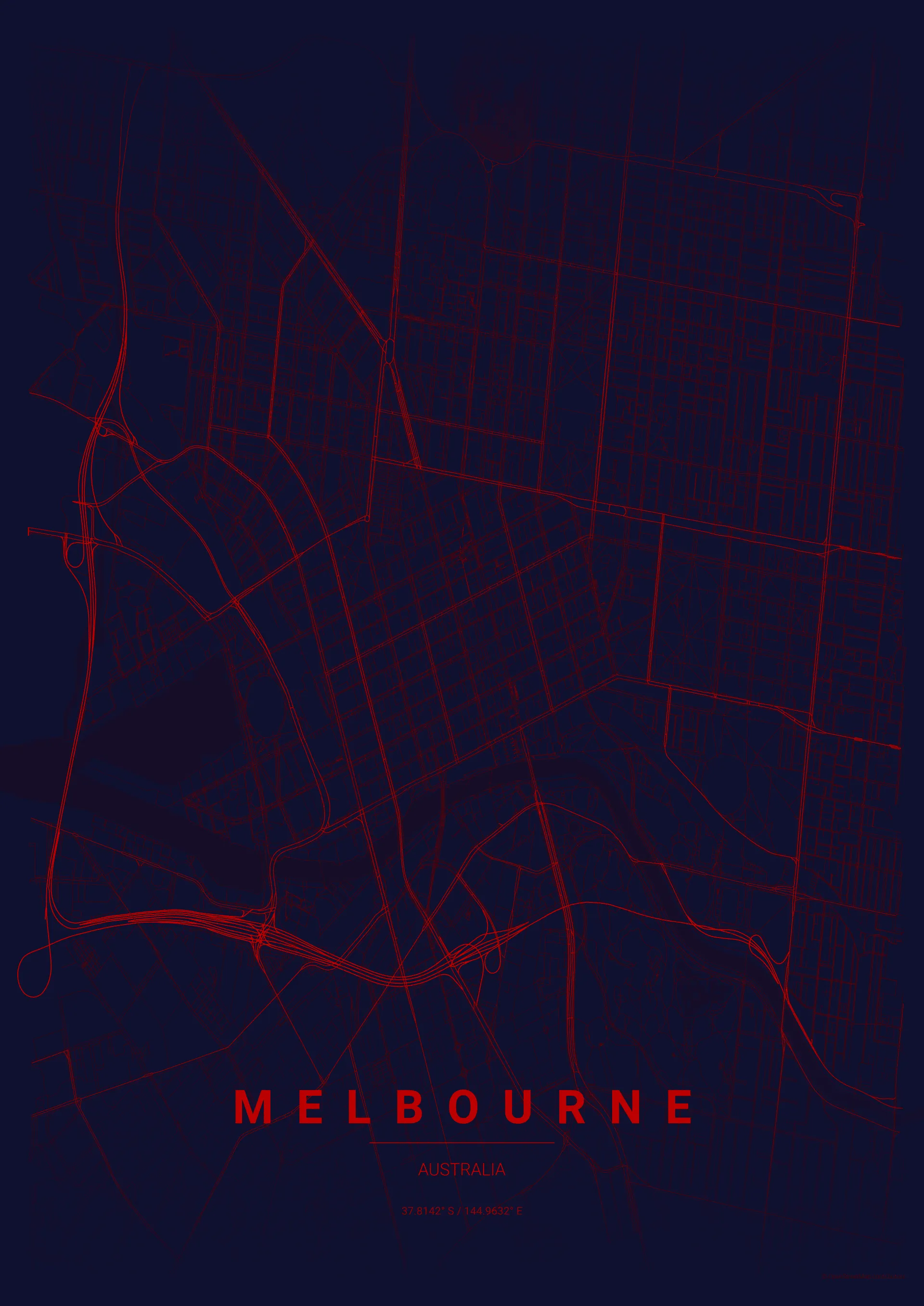 Melbourne Demons AFL stylized map poster wall art