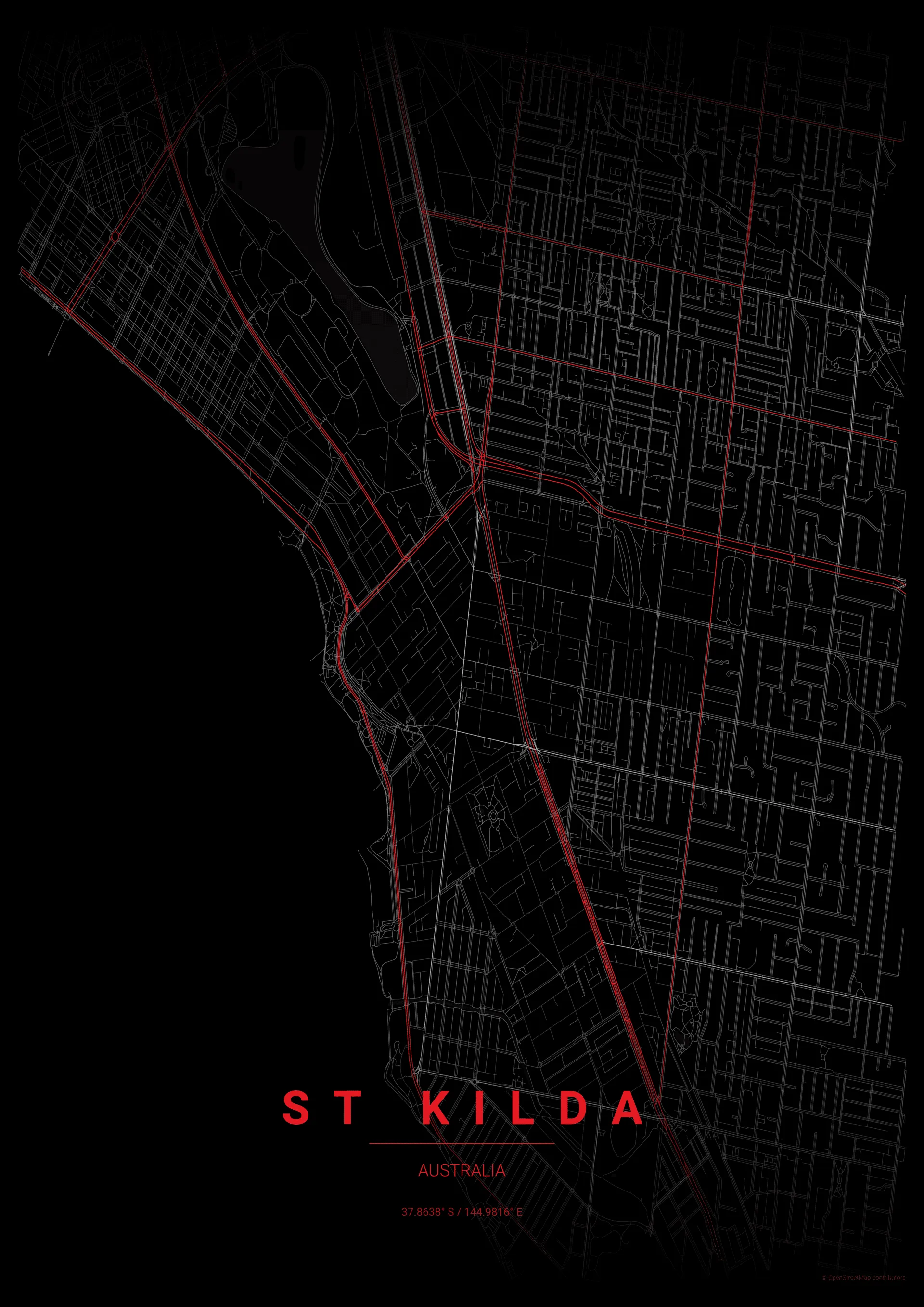 St Kilda Saints AFL stylized map poster wall art