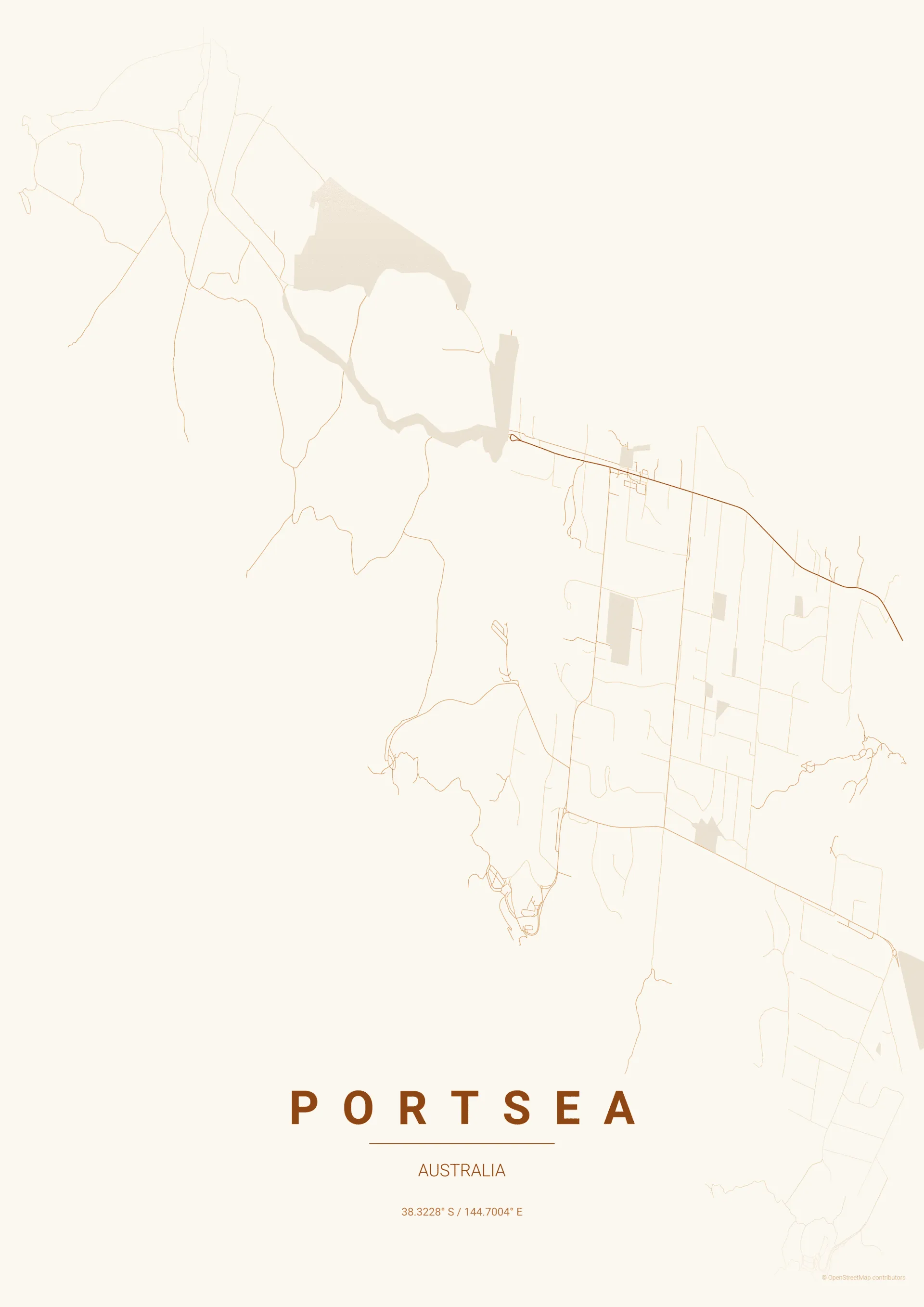 Autumn style map of Portsea Victoria poster