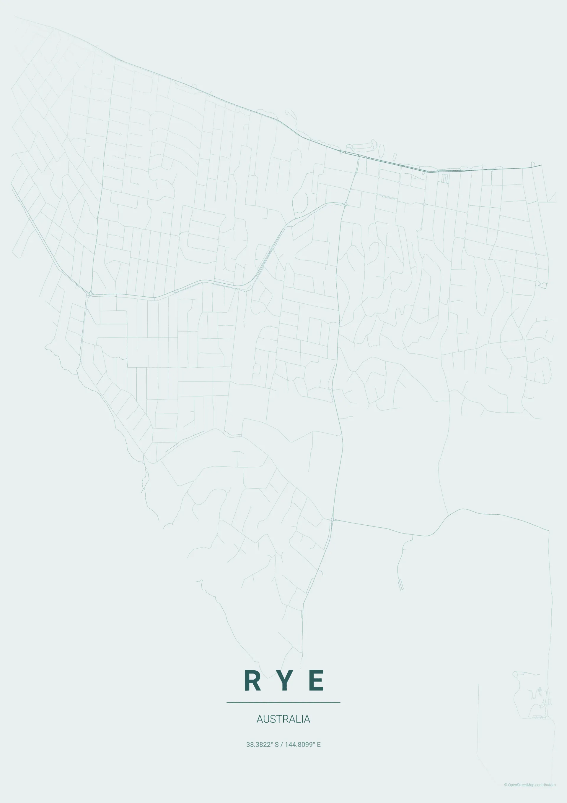 Rye map poster